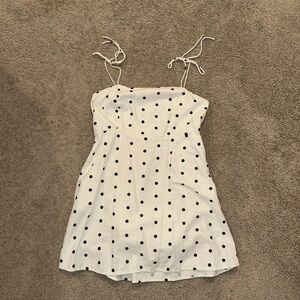 White Sleeveless Spaghetti Strap Mini Sundress with pockets